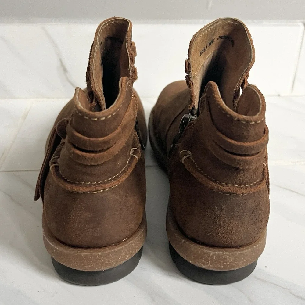 Born Women's Tarkiln Brown Suede Ankle Boots Zip Leather‎ Wrap Laces Size 6 M/W